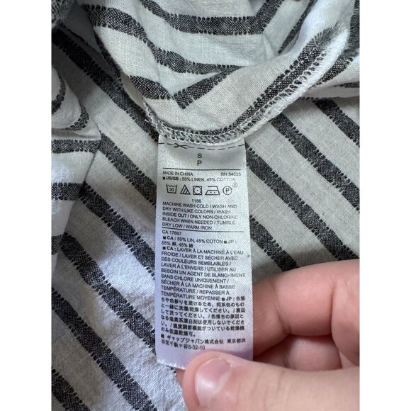 Banana Republic Linen Blend Button Up Blouse Striped Women Size Small Preppy - Picture 7 of 9